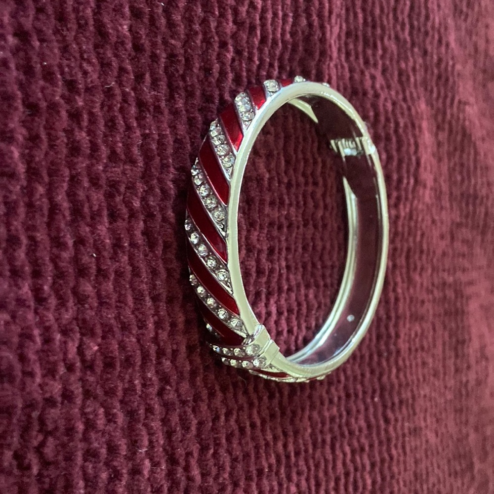 Costume Red, Silver, and White  Round Bangle Magnetic Clasp